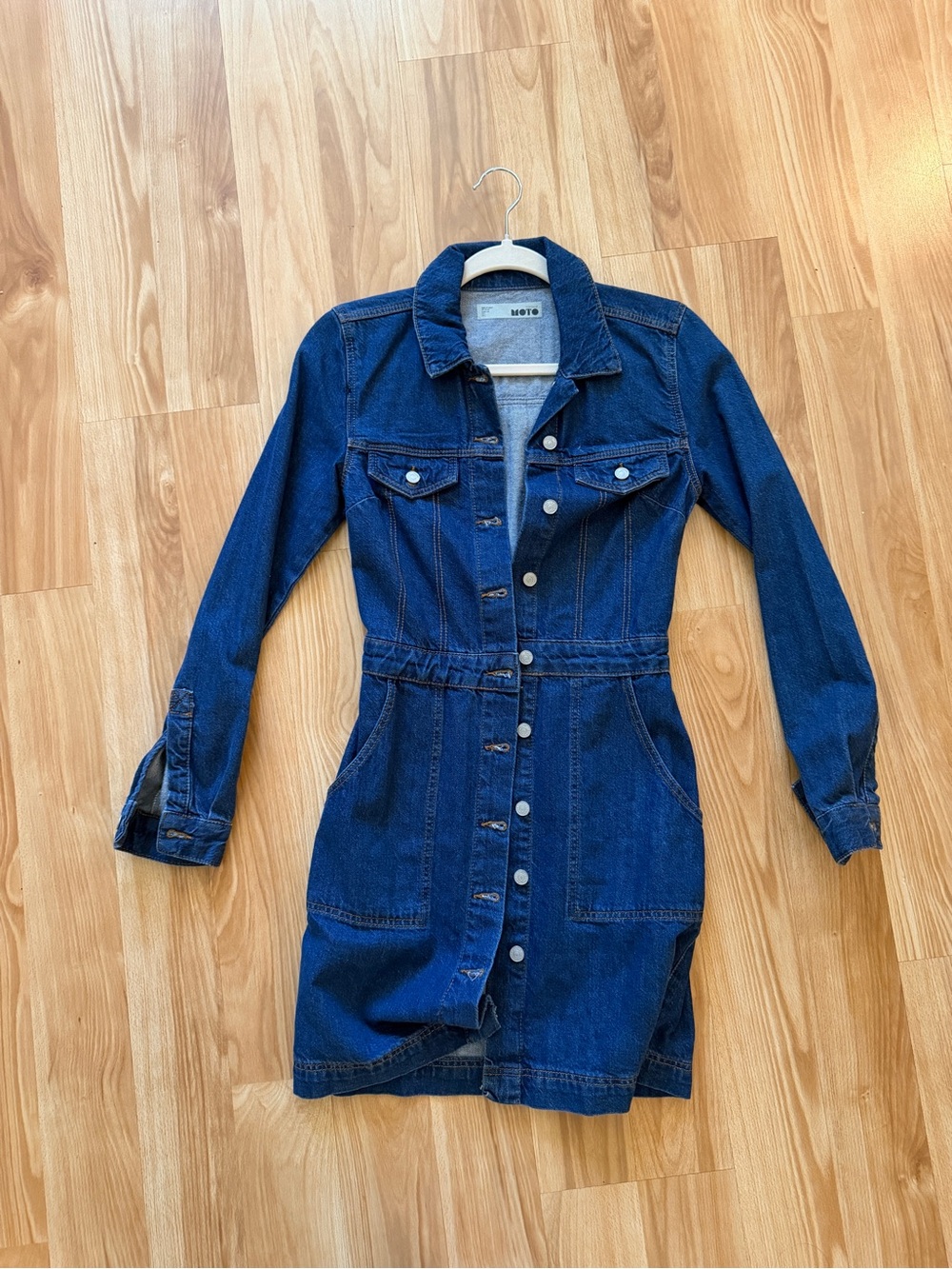 Topshop Dark Blue Denim Button-Down Shirt Dress